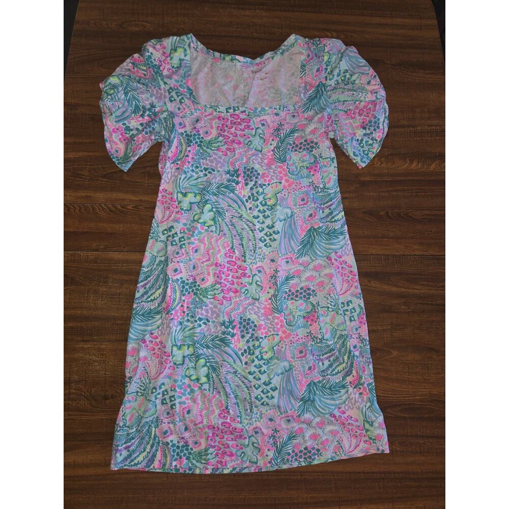Lilly Pulitzer Haydn Short Sleeve Dress in multicolor banana split cotton size M